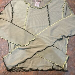 Bailey Rose 12th Tribe Green Mesh Crop Top Shirt Medium
